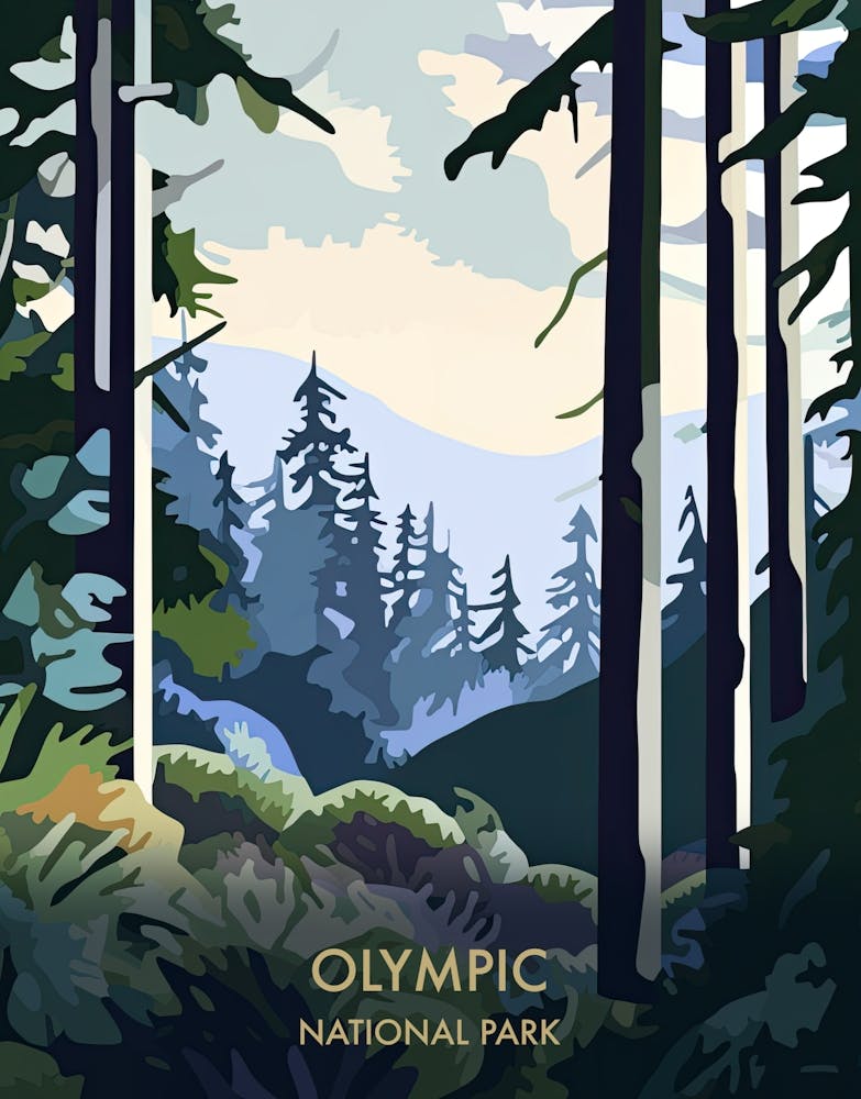 Olympic National Park Travel Poster Matisse Style 2