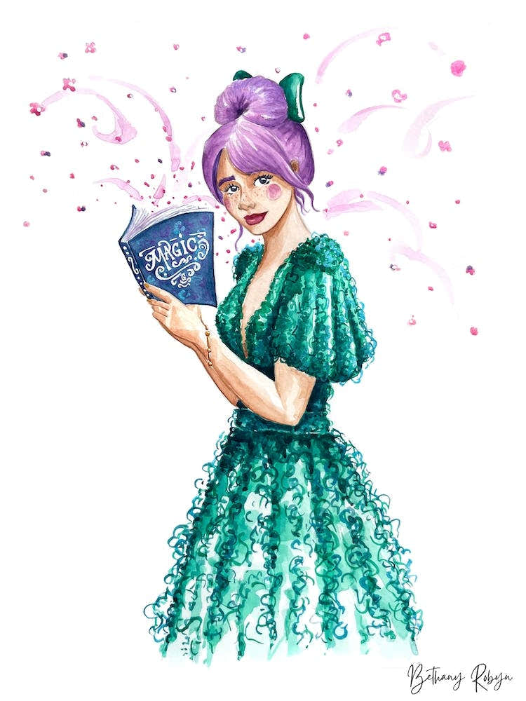 Girl Reads A Magic Book