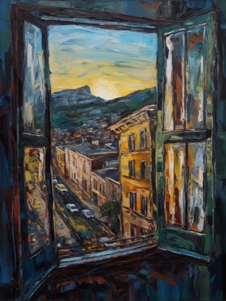 Window View Of Cape Town In The Style Of Expressionism 3