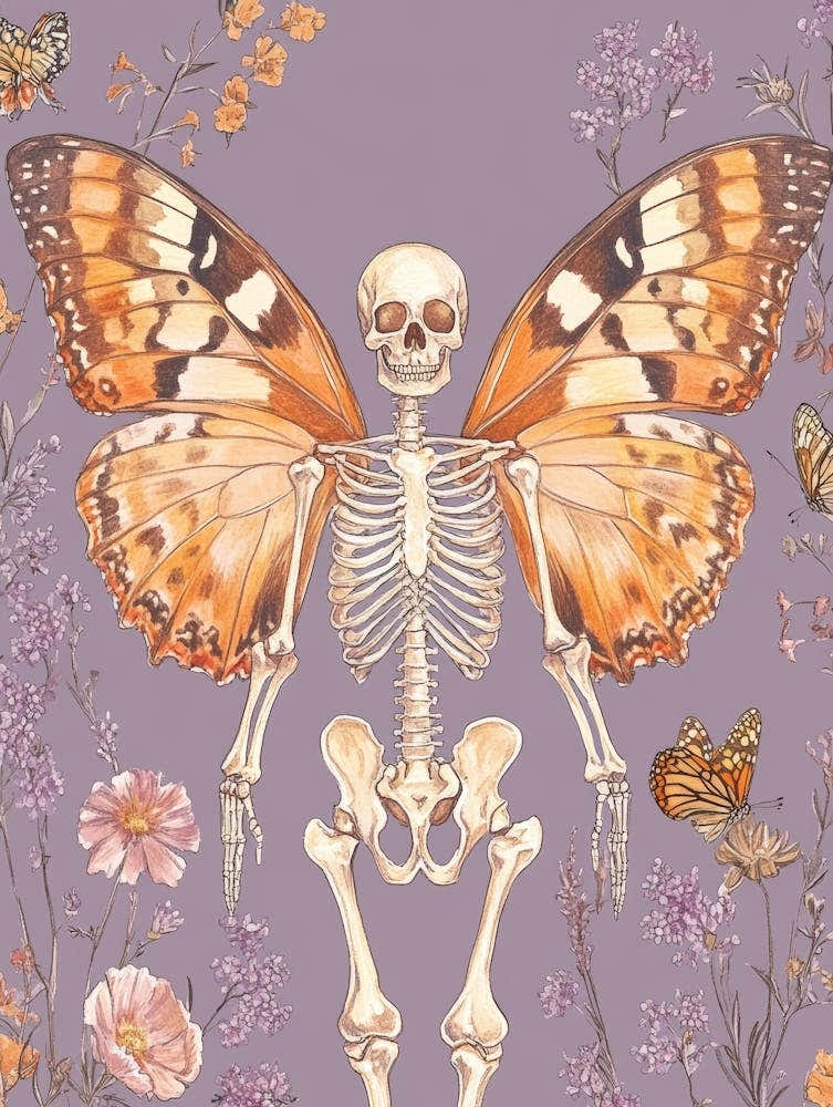 Skeleton And Butterflies 2