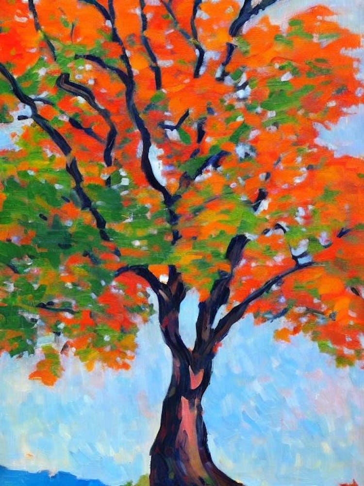 European Hornbeam tree Abstract Block Colour