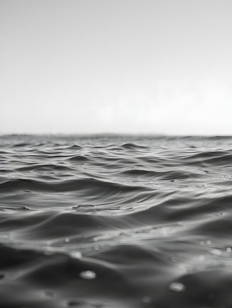 Tranquil Black and White-Water Texture Print - Abstract Ocean