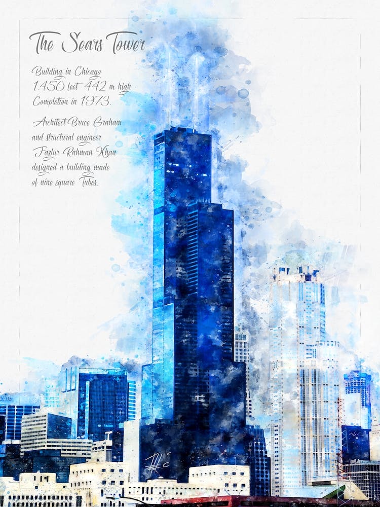 Sears Tower, Chicago, Watercolor
