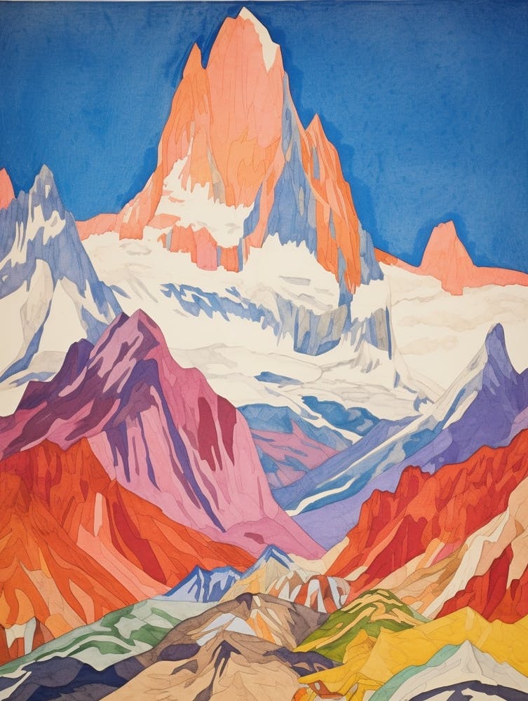 Masherbrum Pakistan 2 Colourful Mountain Illustration