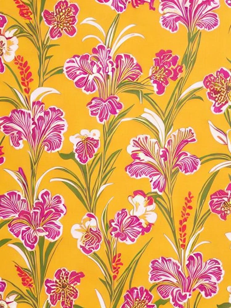 Iris Floral Print Warm Tones1 Flower