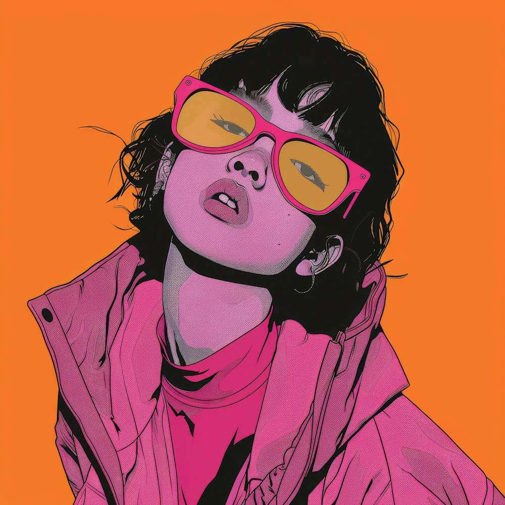 Pink Girl With Sunglasses