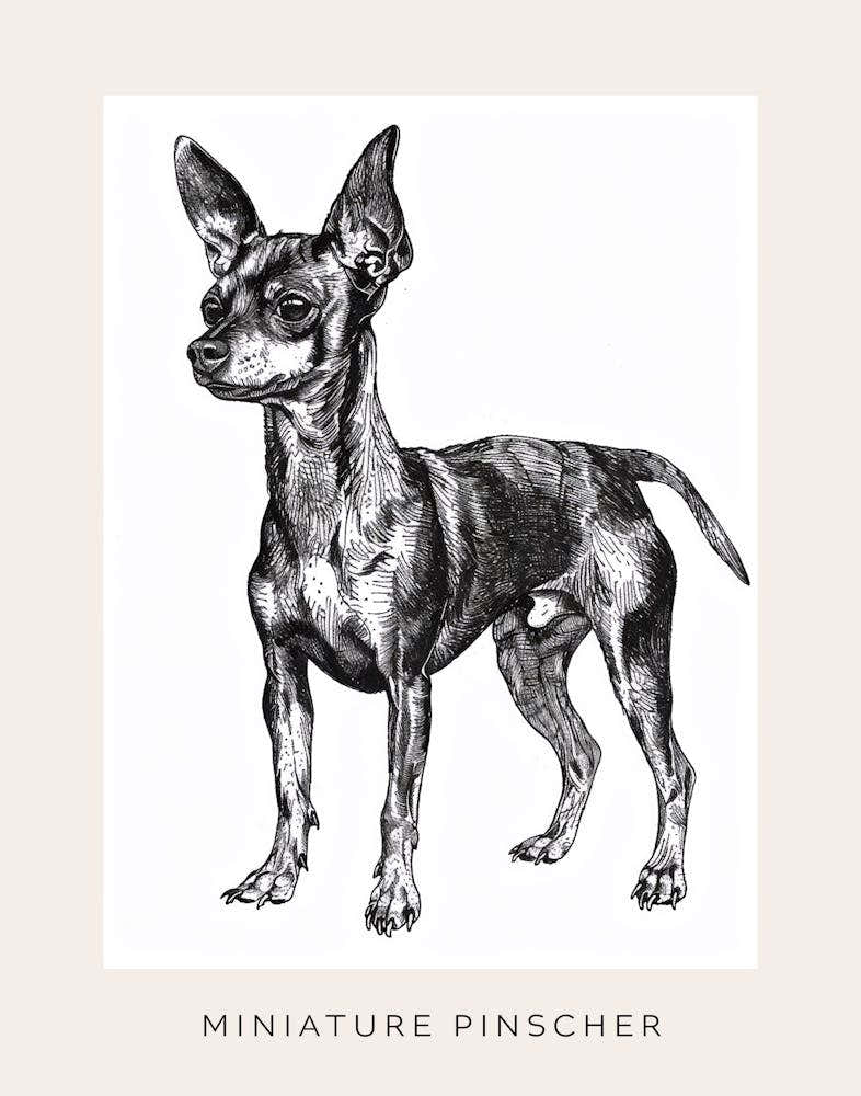 Miniature Pinscher Dog Line Sketch 2 Poster