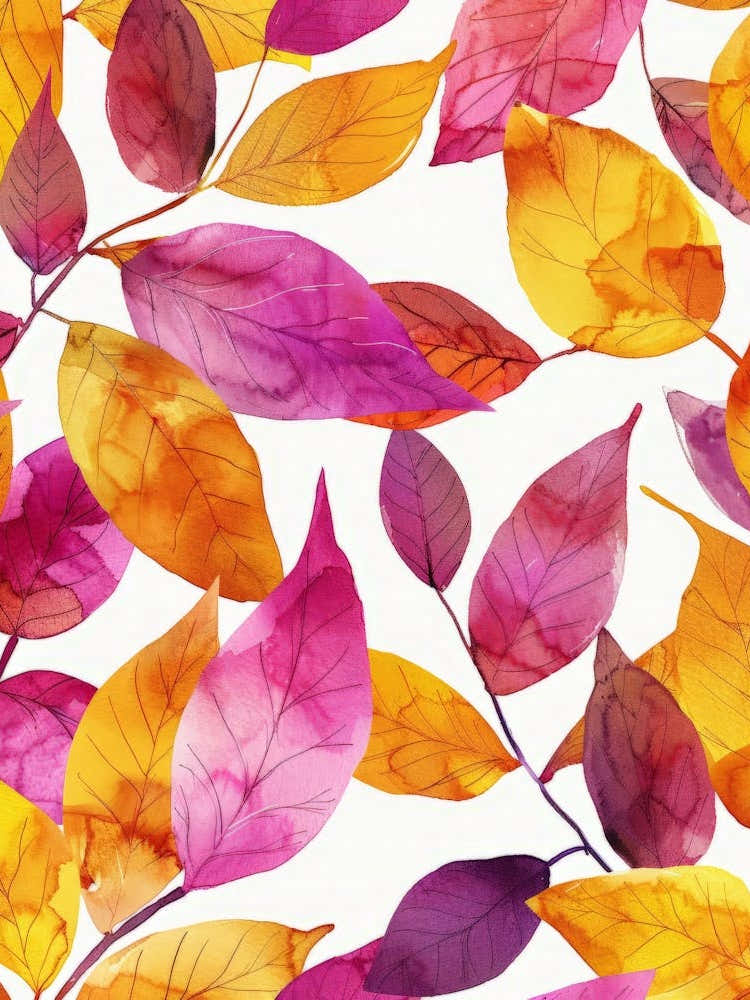 Watercolor Autumn Leaves Seamless Pattern 7