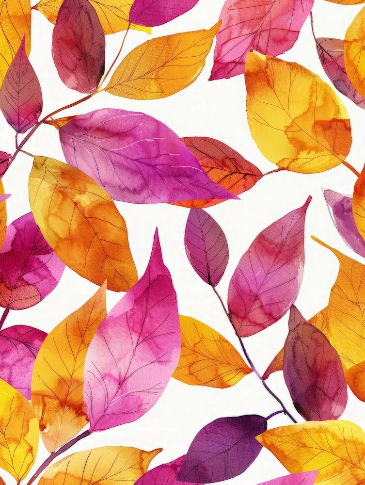Watercolor Autumn Leaves Seamless Pattern 7