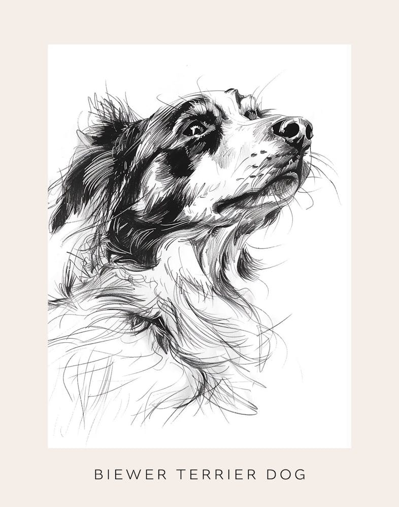 Black & White Dog Line Drawing 2 Poster