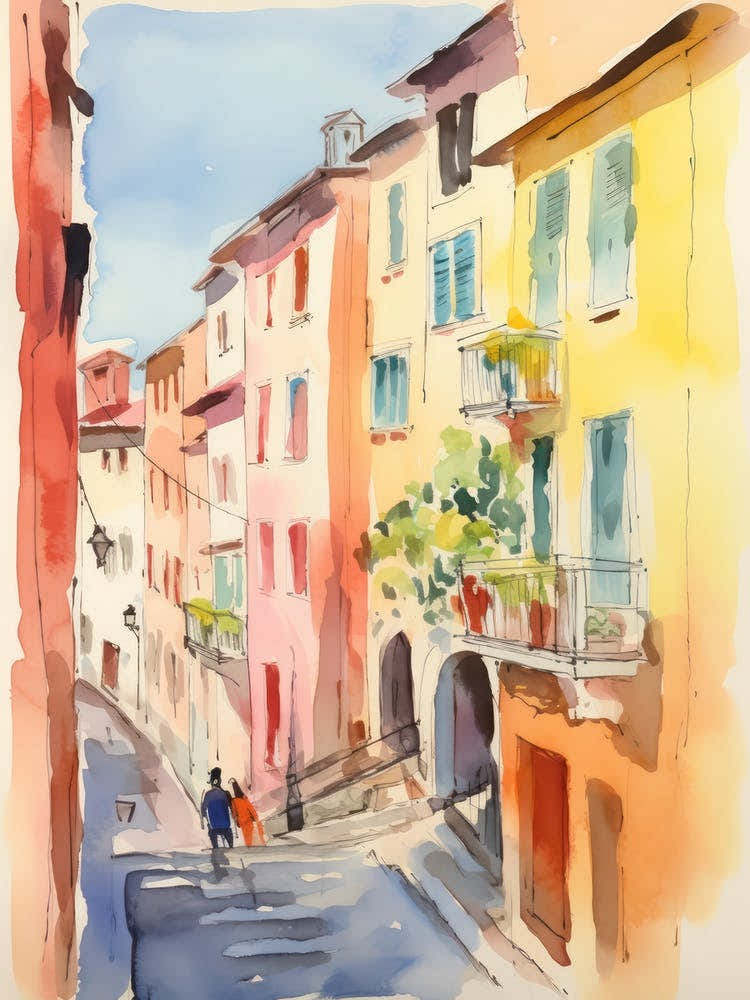 Bergamo, Italy Watercolour Streets 2