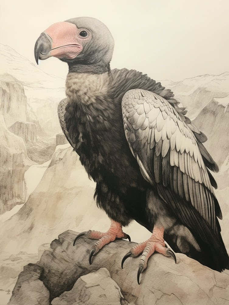 Vintage Bird Drawing California Condor 3