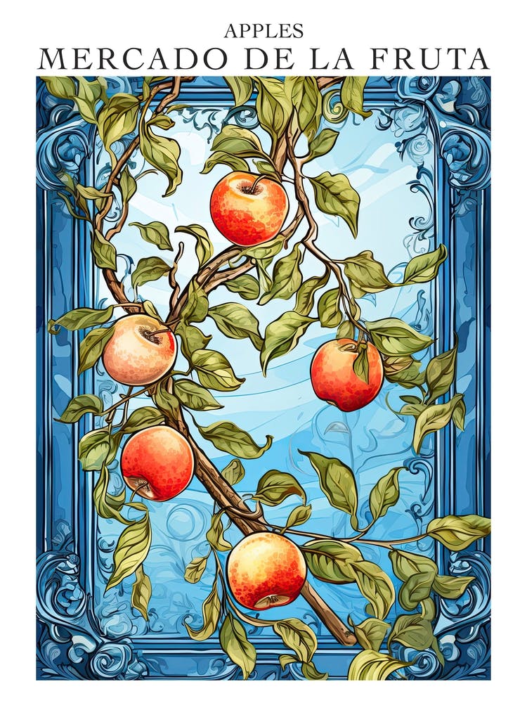 Mercado De La Fruta Apples Illustration 1 Poster
