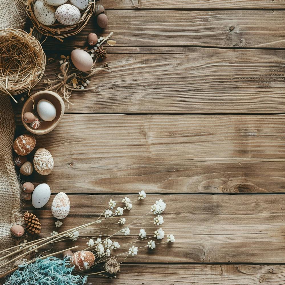 Easter Wooden Table From Above Banner Texture