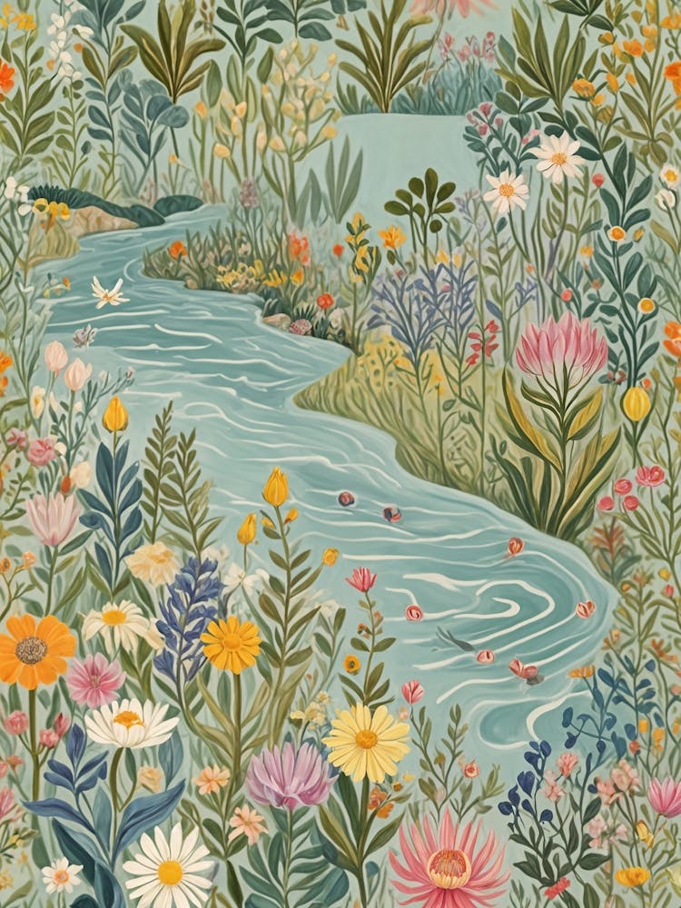 Garden Stream In Bloom