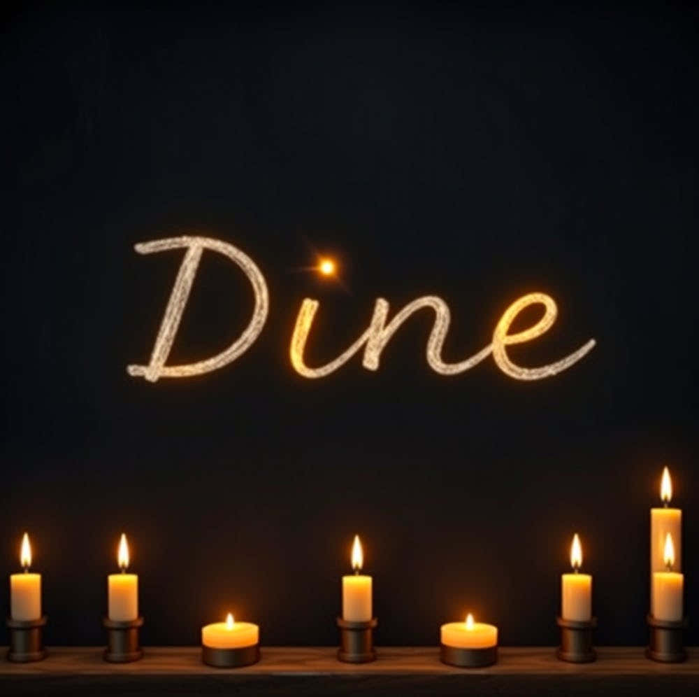 Dine sign candlelight