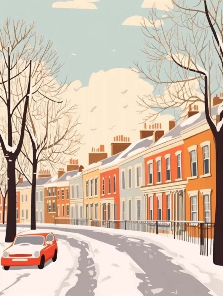 Vintage Winter Travel Illustration Windsor United Kingdom 4