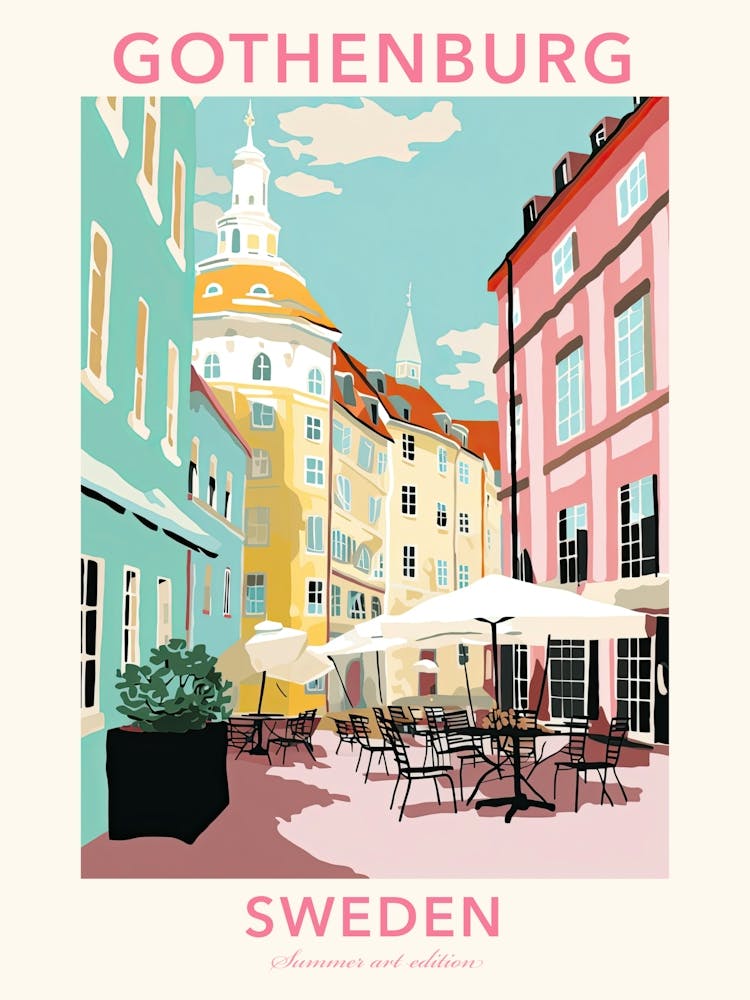 Gothenburg, Sweden, Flat Pastels Tones Illustration 4 Poster