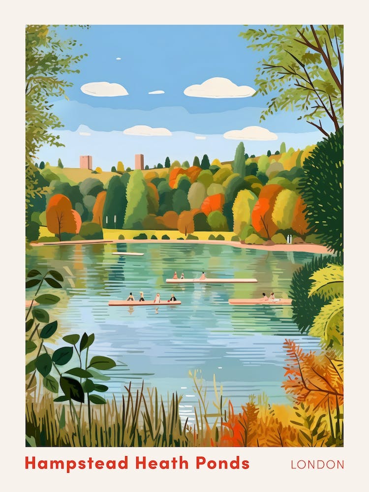 Hampstead Heath Swimming Pond London 3 Swimming Poster