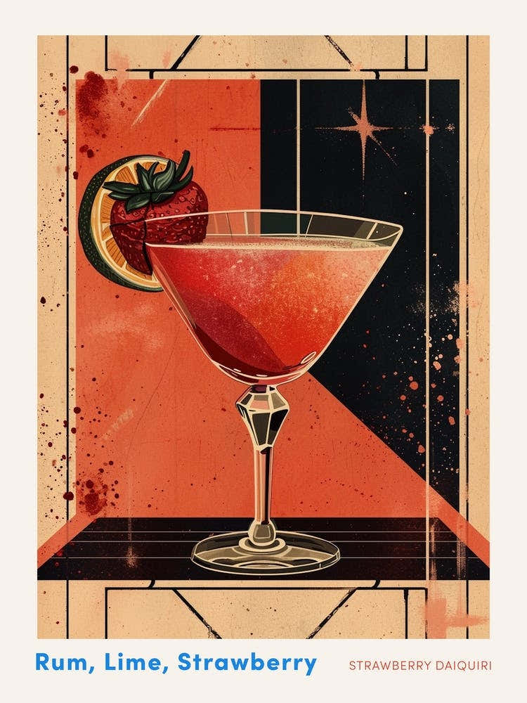 Art Deco Strawberry Daiquiri 1 Poster