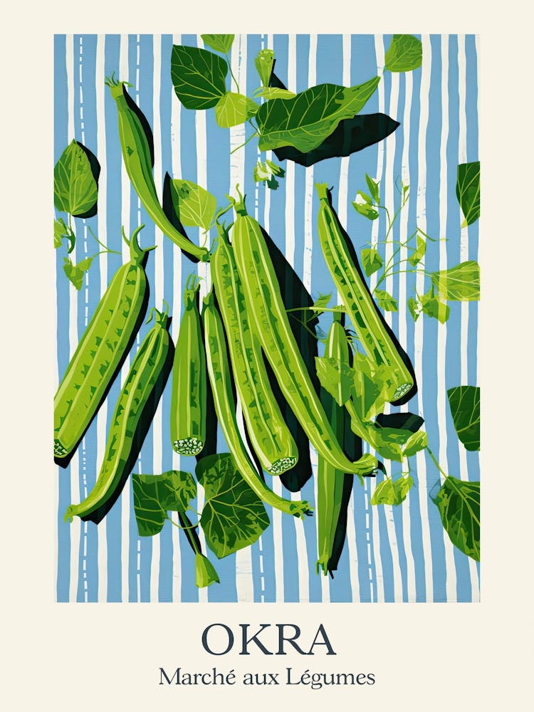 Marche Aux Legumes Okra Summer Illustration 1