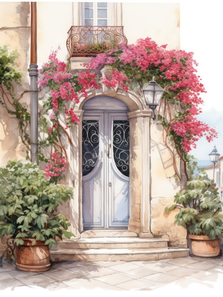 Antibes, France   Mediterranean Doors Watercolour Painting 2