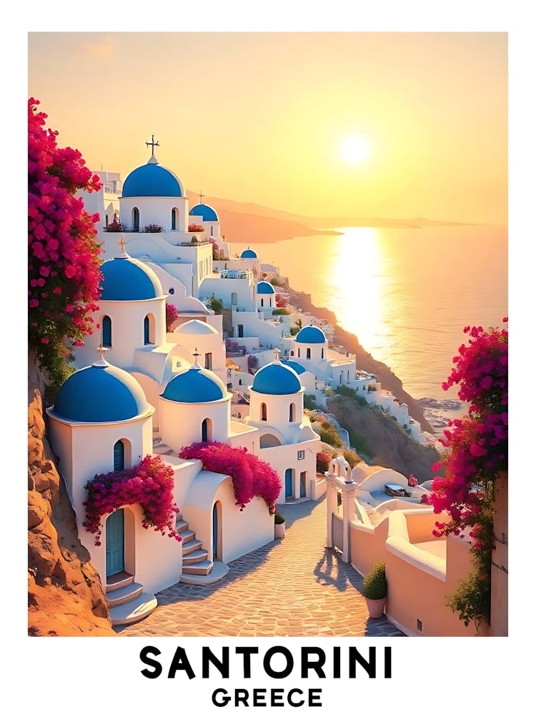 Santorini - Greece Vintage Travel Poster 32