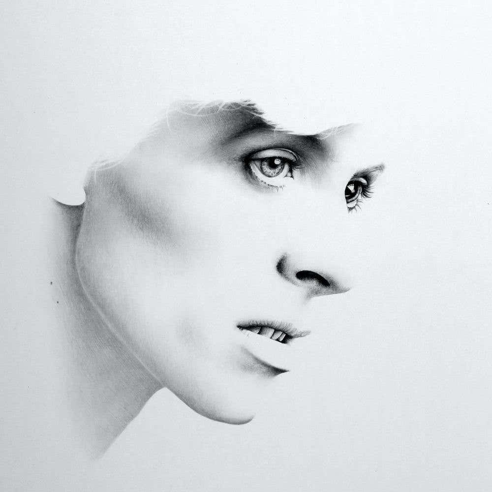 David Bowie Minima Pencil Drawing Portrait Black and White