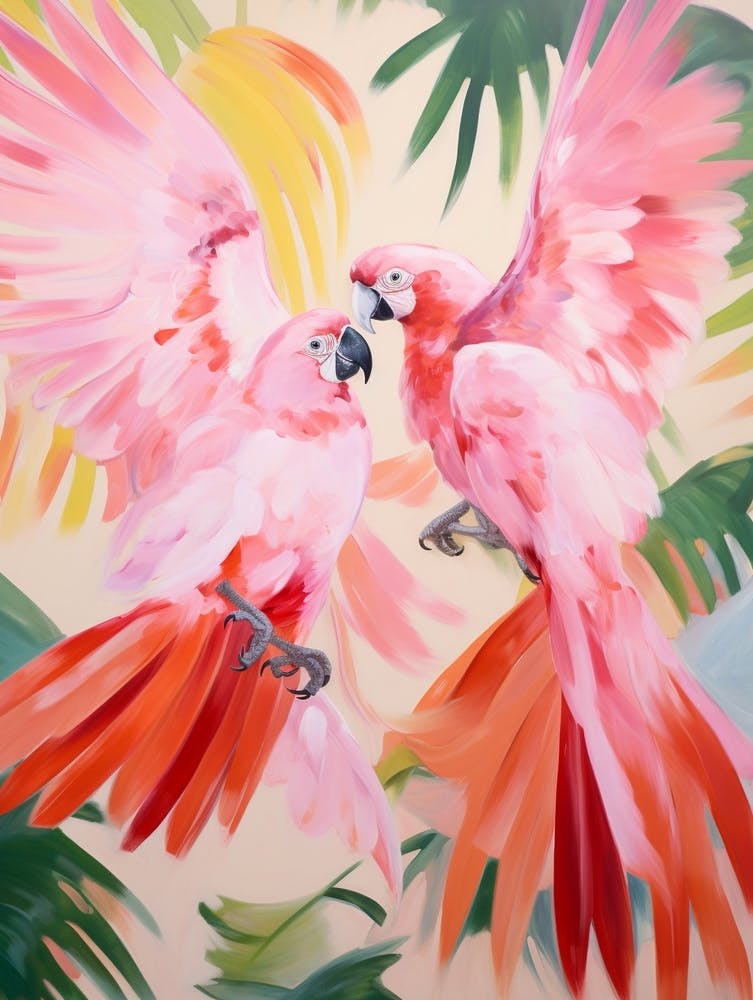 Pink Ethereal Bird Painting Macaw 4