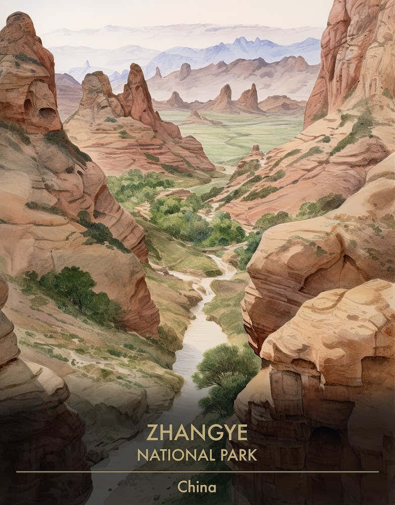 Zhangye National Park China Watercolour 2