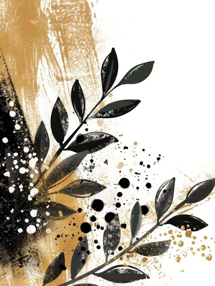 Black And Gold Leaf Painting