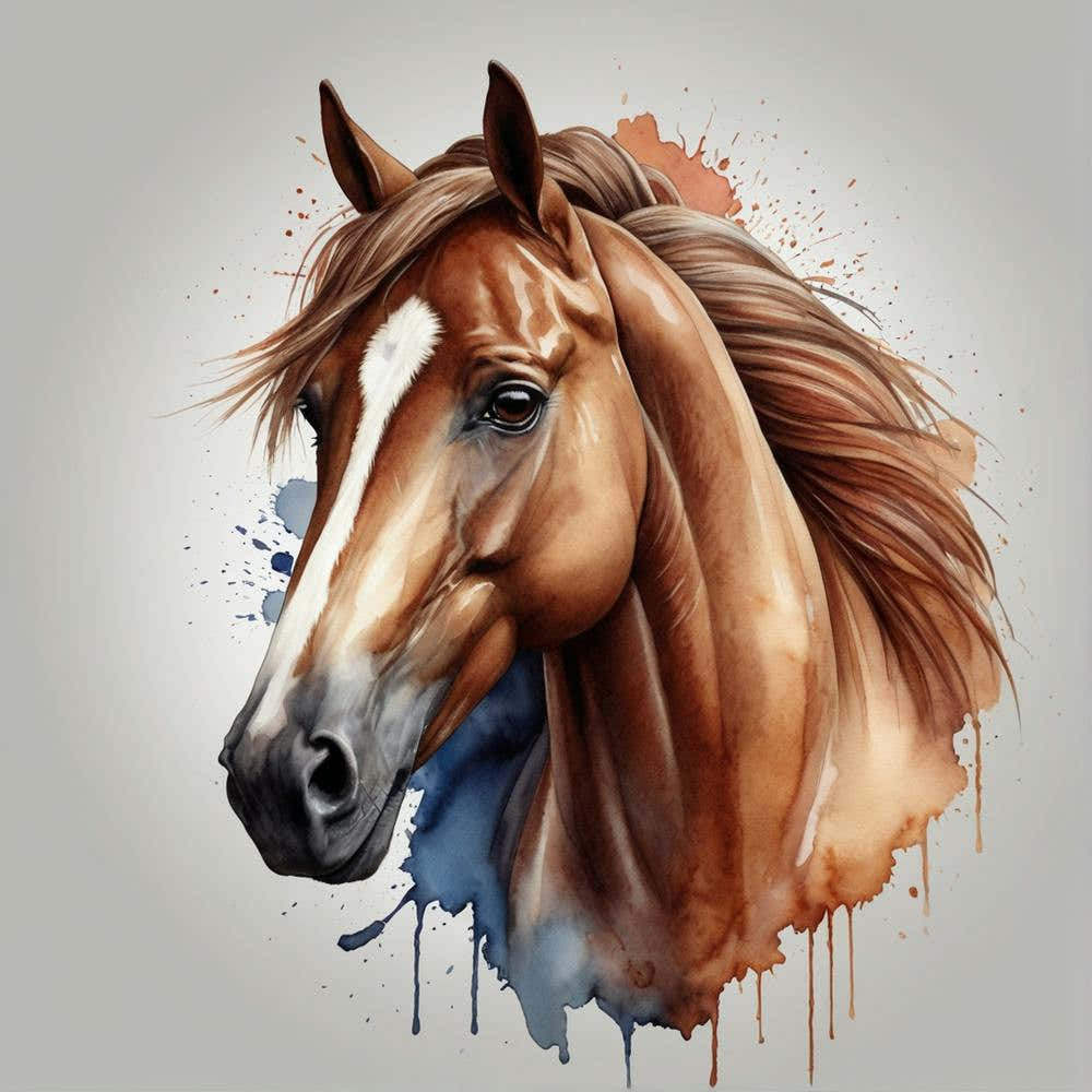 Horse Head Watercolor Painting
