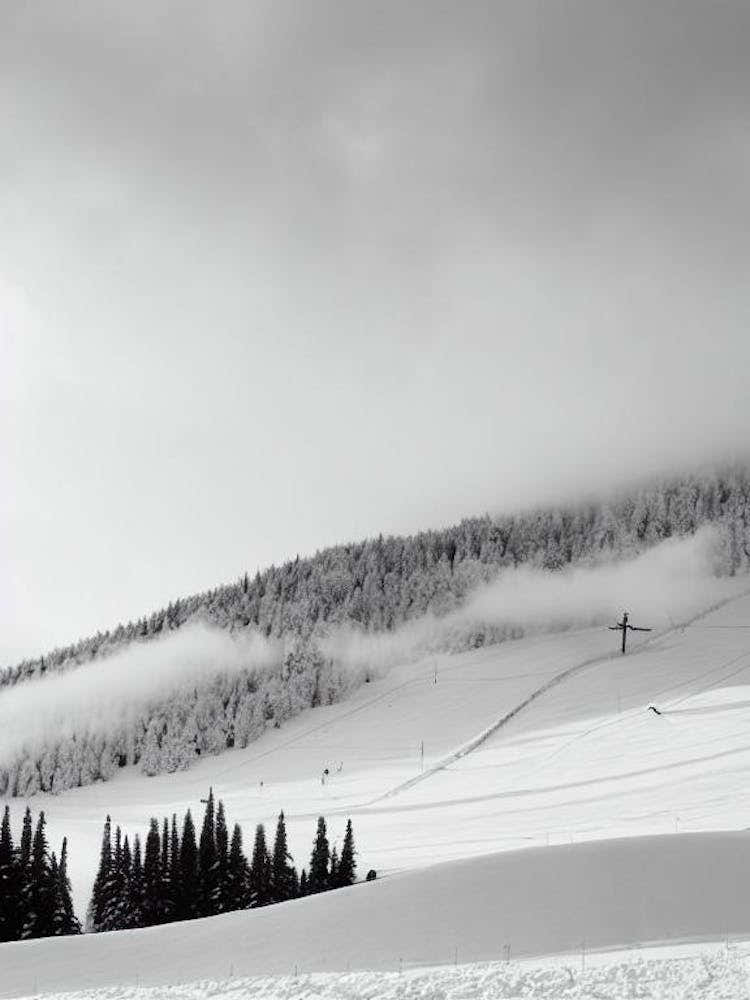 Niseko, Japan Black And White Skiing Poster