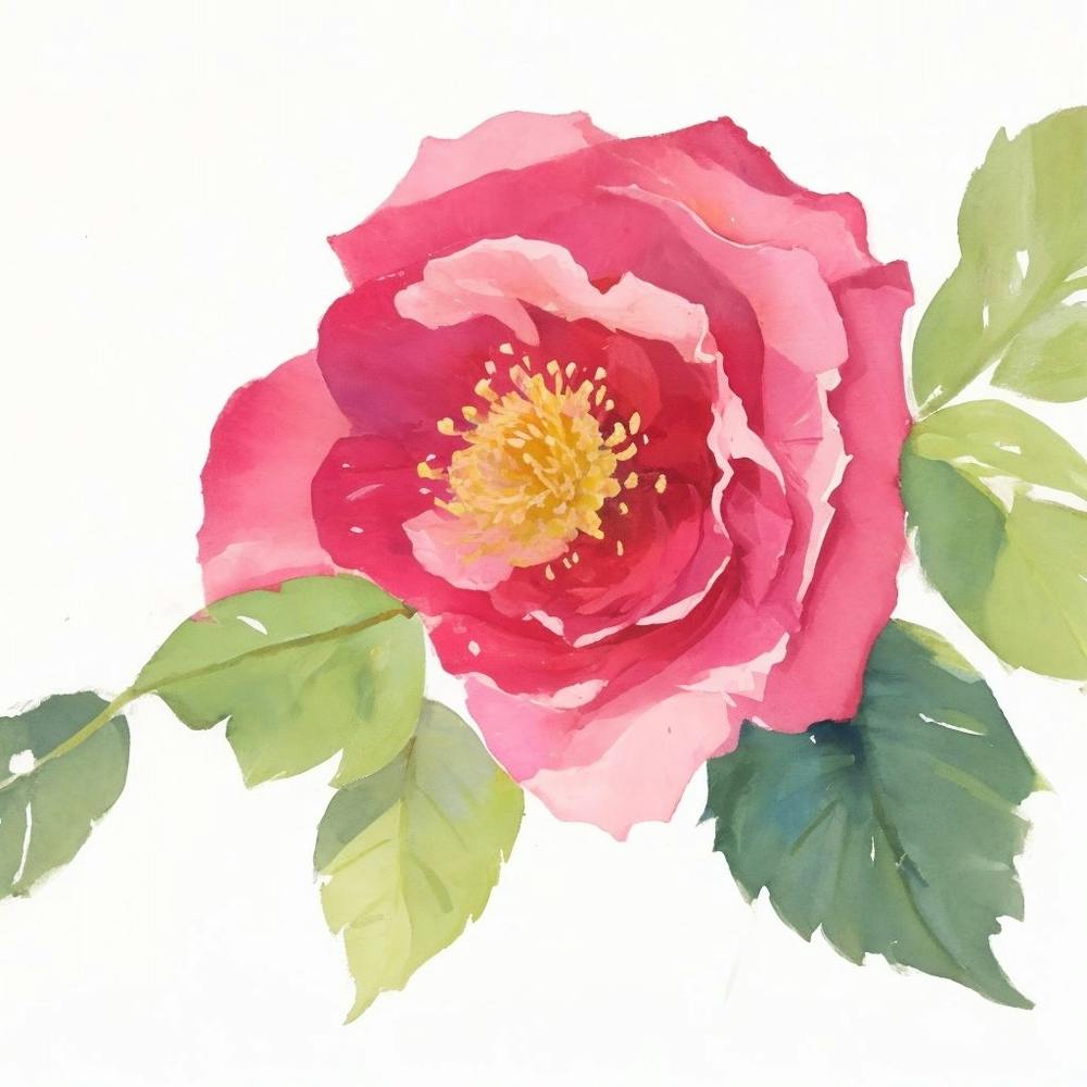 Wild Rose Painted In Watercolor 0 1