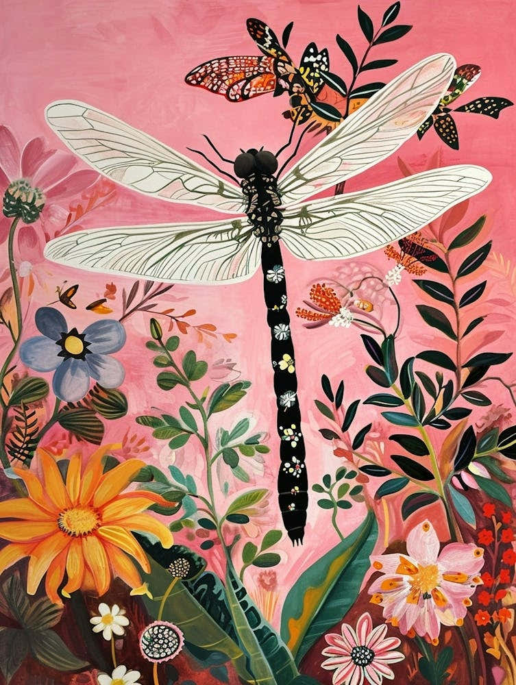 Floral Animal Painting Dragonfly 2