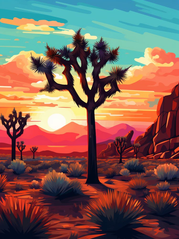 Joshua Tree At Sunrise In Nat Viga Style 4