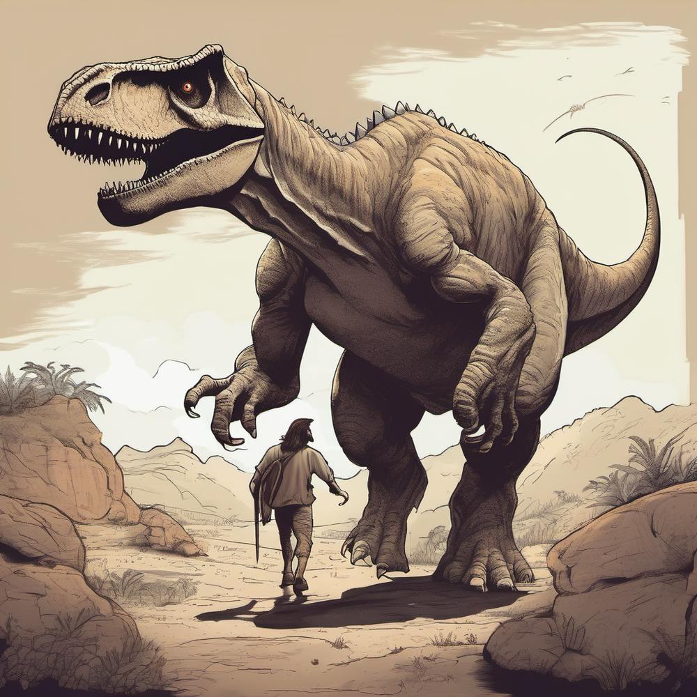 A dinosaur met a man