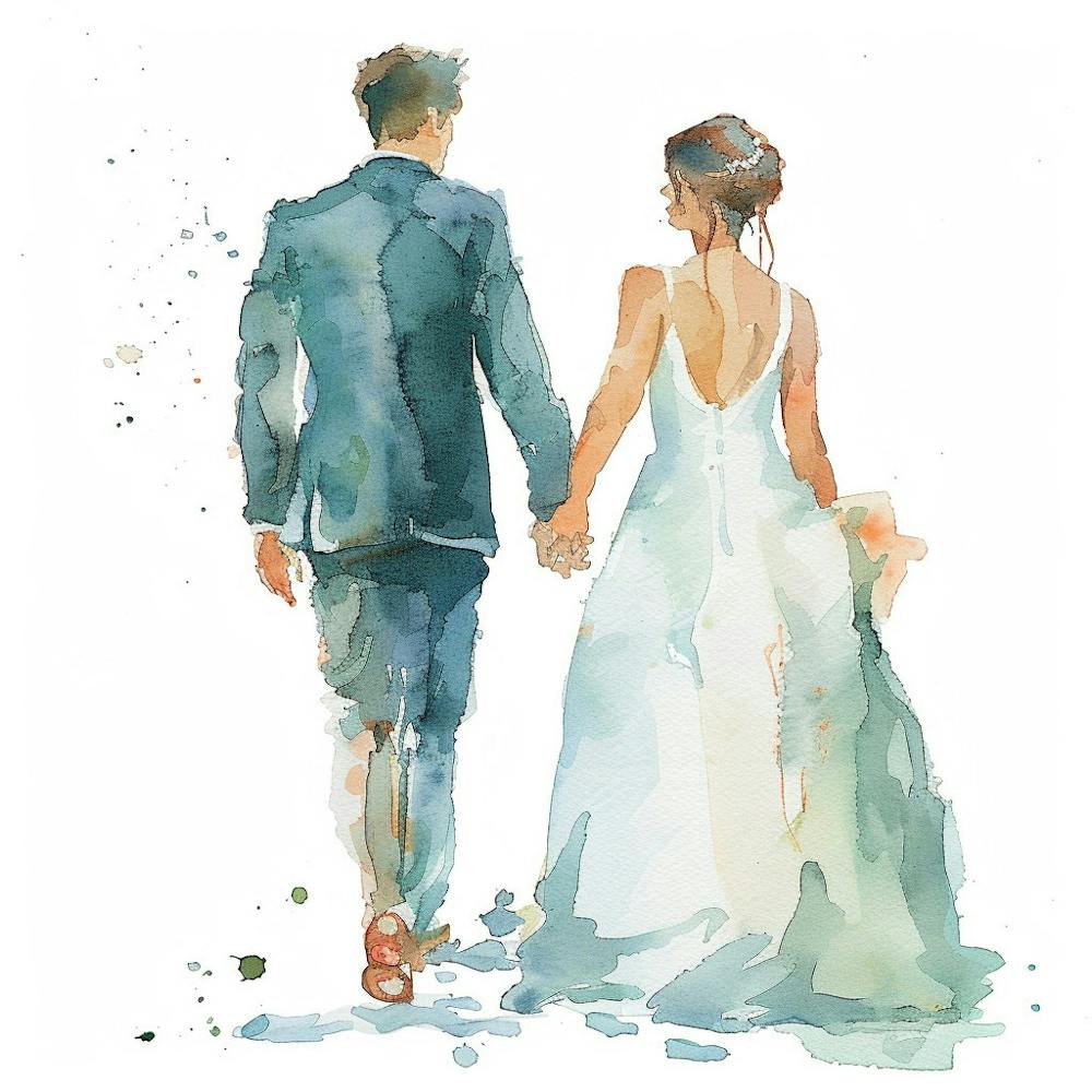 Watercolor Bride And Groom Holding Hands 1718370331 2