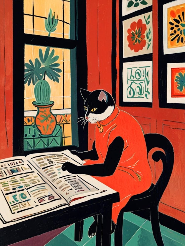 Cat Reading Newspaper 4
