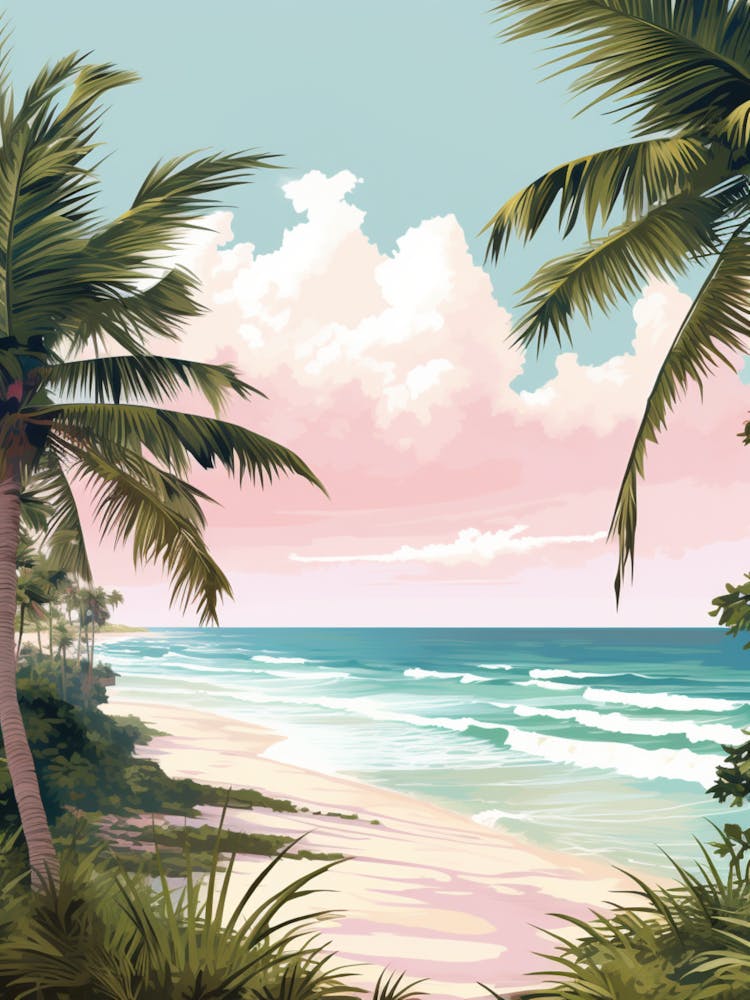 A Canvas Painting Of Tulum Beach, Riviera Maya Mexico 2