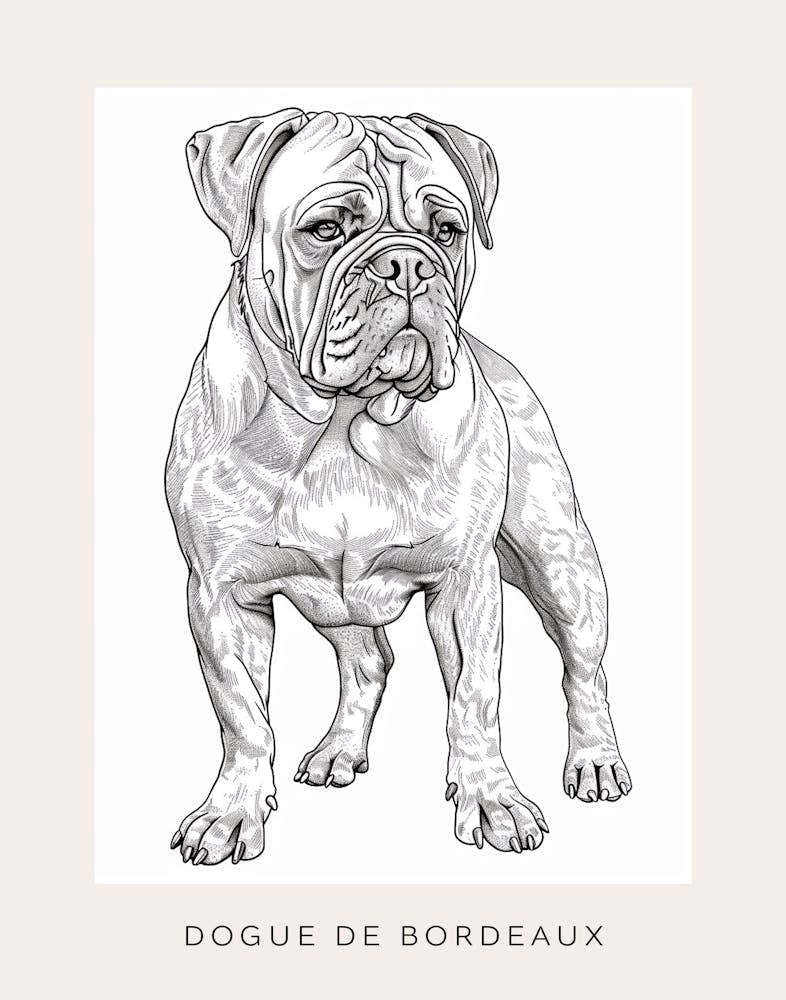 Dogue De Bordeaux Line Sketch 2 Poster