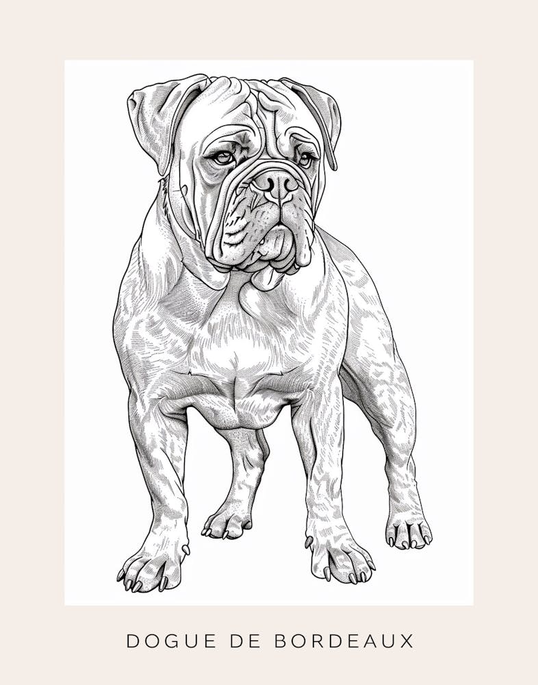 Dogue De Bordeaux Line Sketch 2 Poster