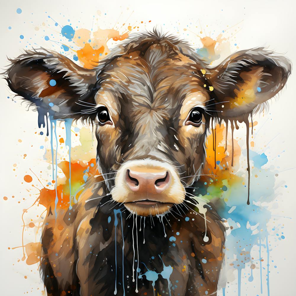 Countryside Colors Watercolor Cow
