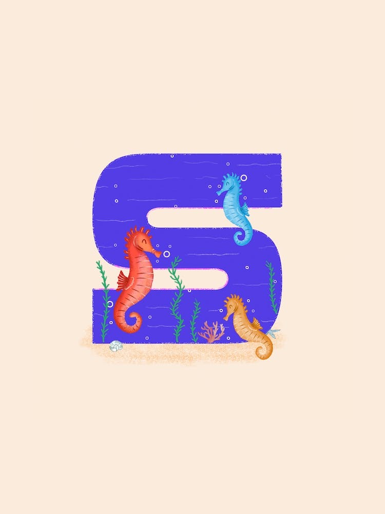 Letter S Seahorse