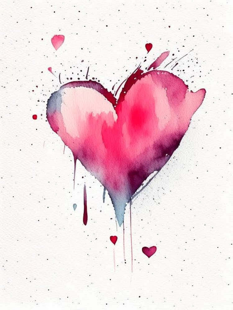 Abstract Heart Symbol Minimal Watercolour