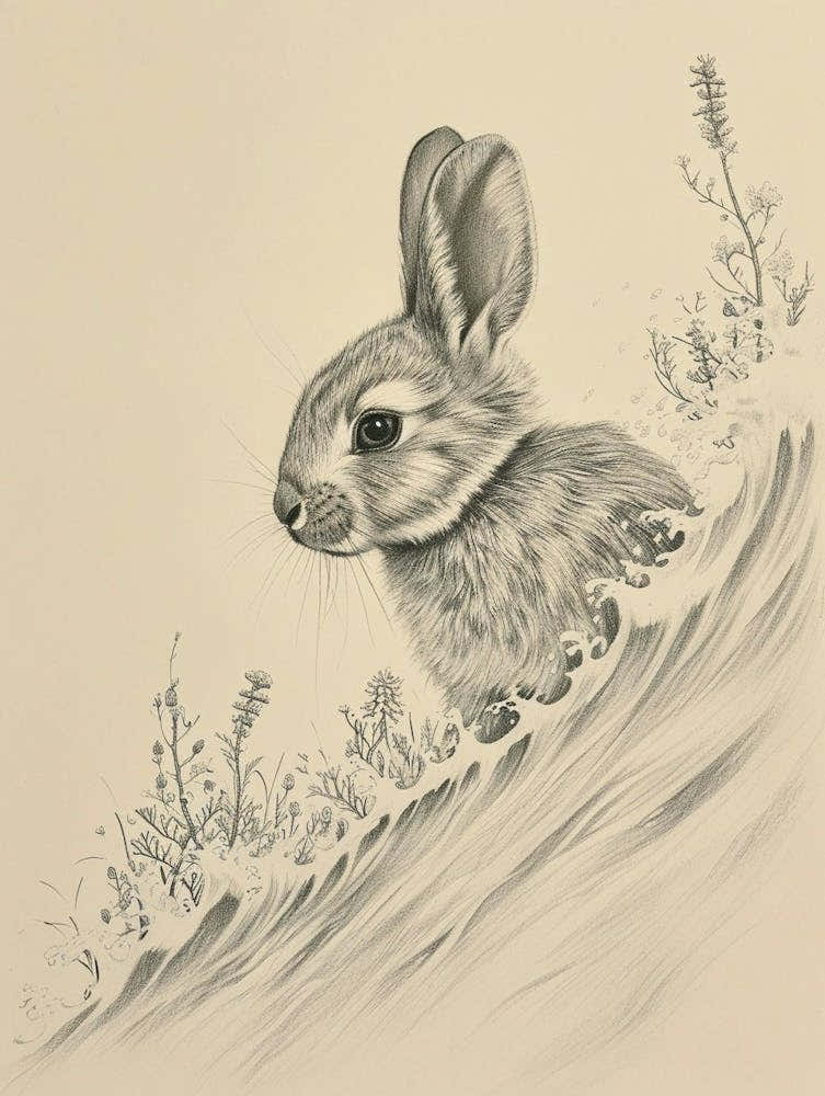 Blanc De Hotot Rabbit Drawing 3