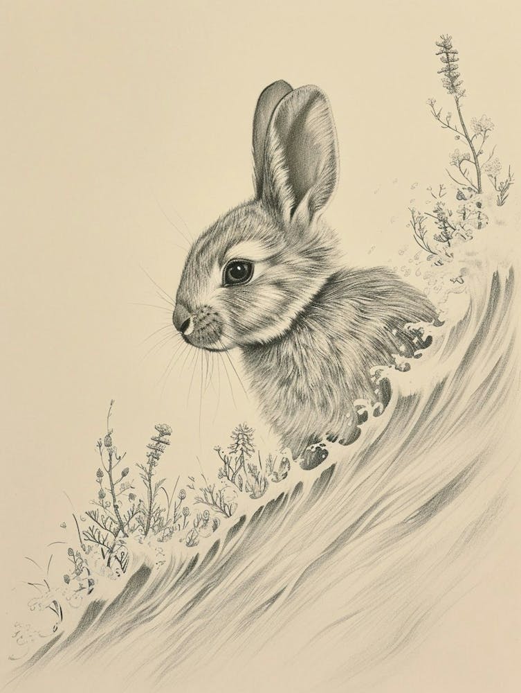 Blanc De Hotot Rabbit Drawing 3