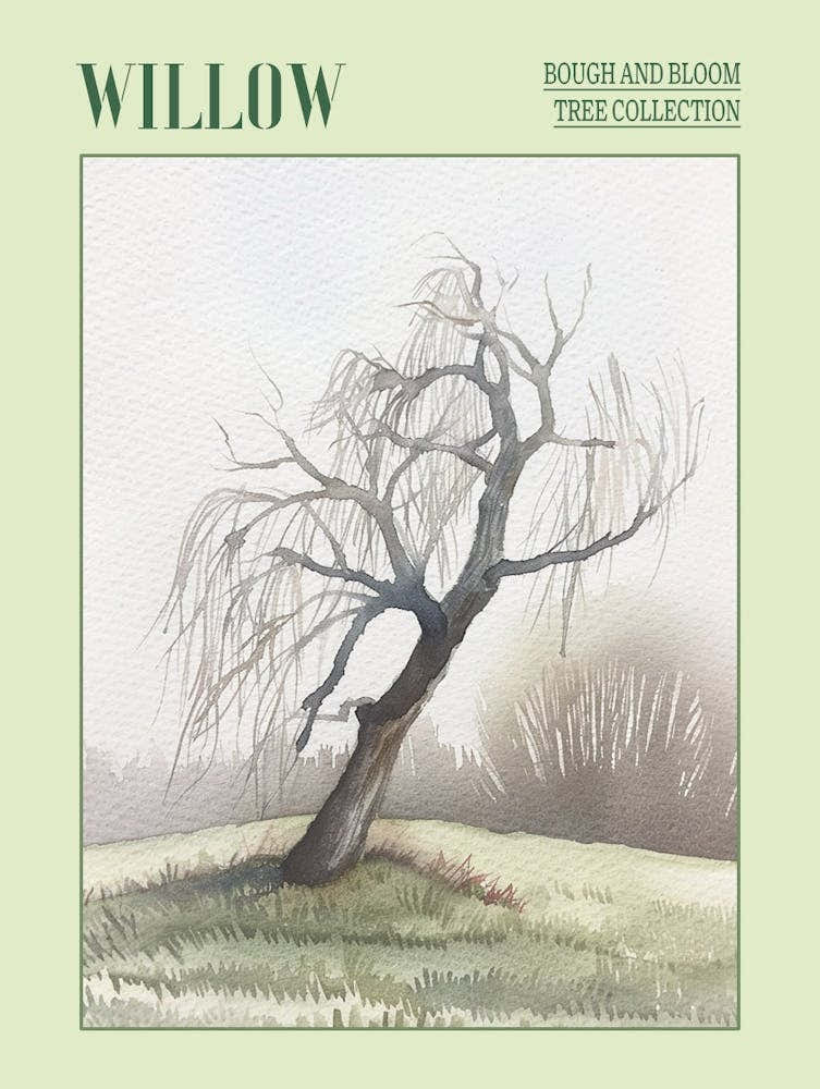 Willow Tree Atmospheric Watercolour Painting 1 Poster