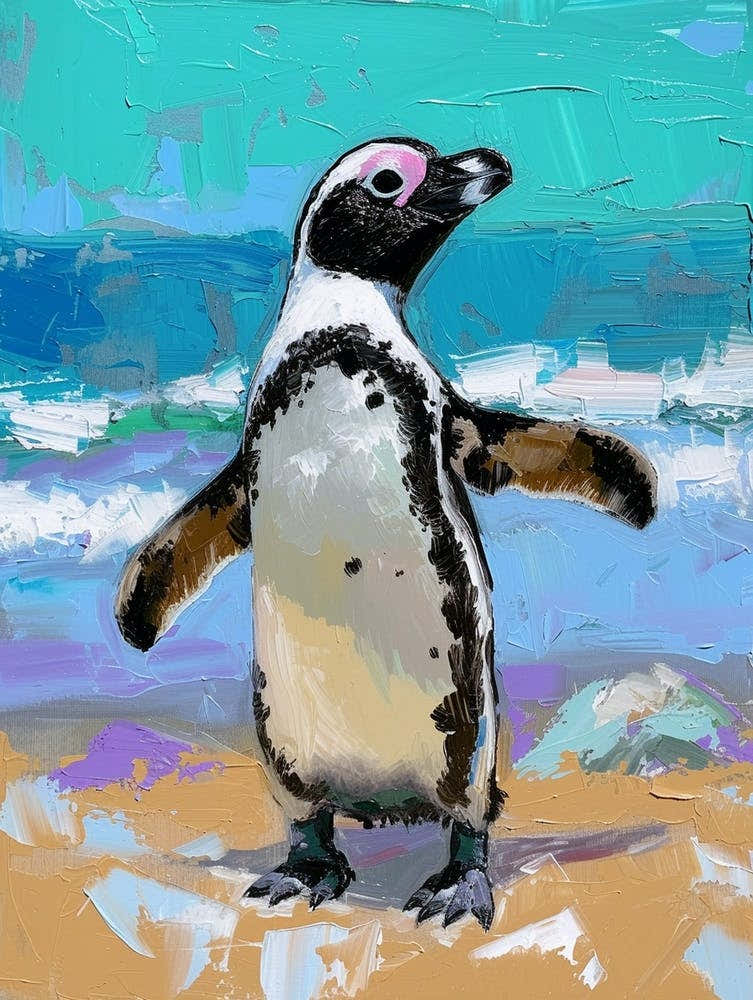 African Penguin Laurie Island Oil Painting 3