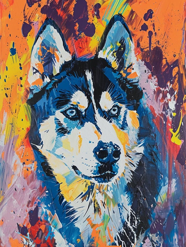 Siberian Husky Acrylic Painting 9
